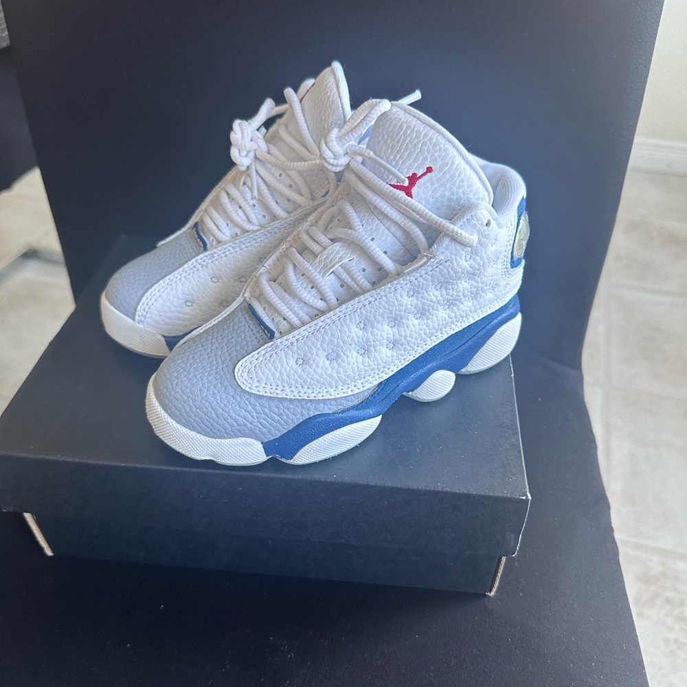 Kids Air Jordan 13 Retro French Blue White/Fire Red-French Blue